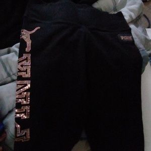 Pink rose gold sequin yoga pants